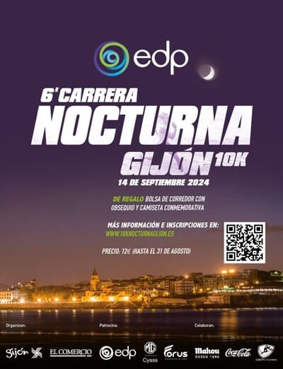 El sábado 14 de septiembre, Gijón se iluminará con la energía de 1.250 corredores que participarán en la 6ª Carrera EDP Nocturna Gijón 10k