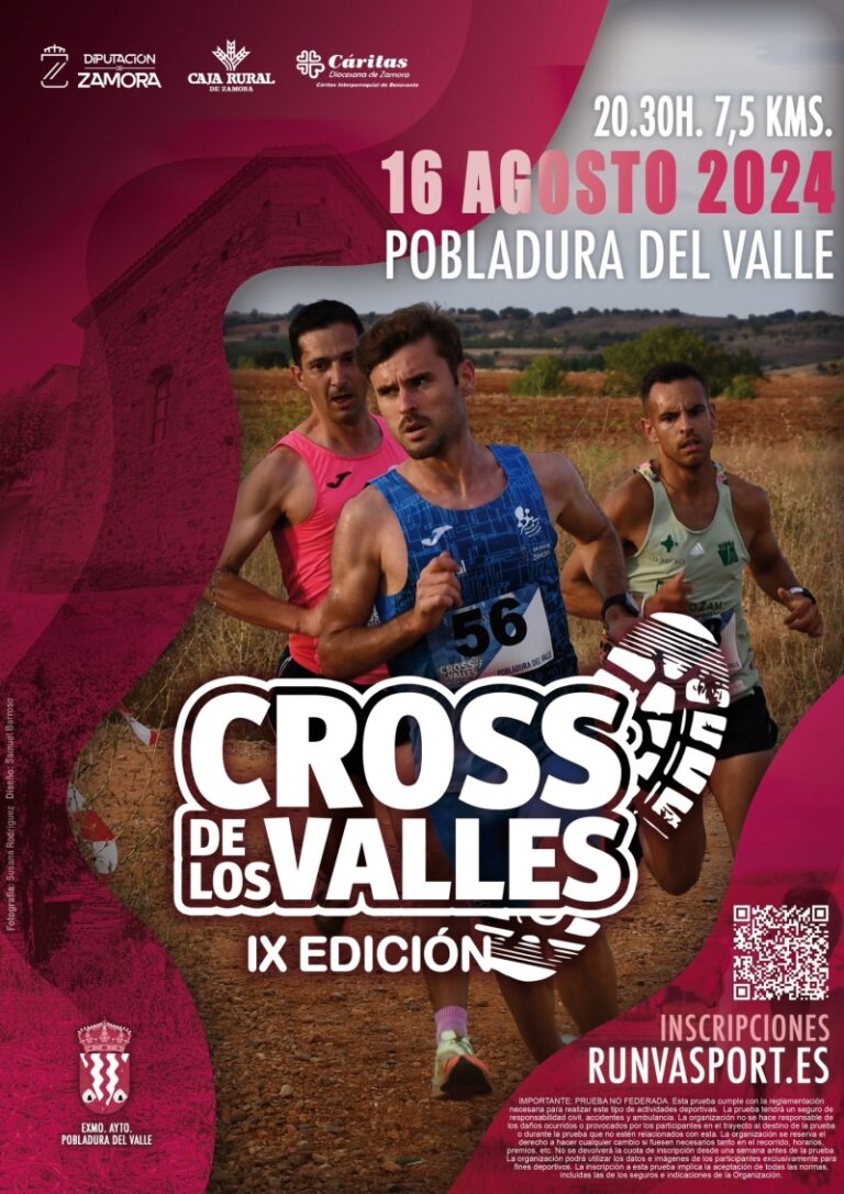 El próximo viernes 16 de agosto de 2024, Pobladura del Valle, en la provincia de Zamora, será el escenario de la IX edición del Cross de los Valles.