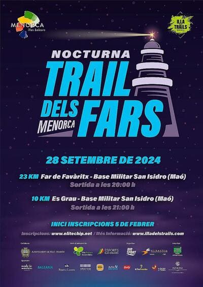 Menorca se convertirá en el escenario de una experiencia única con la celebración de la quinta edición del Trail dels Fars Nocturna.