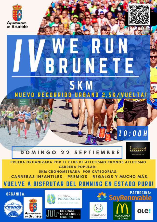 El próximo domingo 22 de septiembre, Brunete, situada en la provincia de Madrid, se prepara para acoger la IV edición de la We Run Brunete