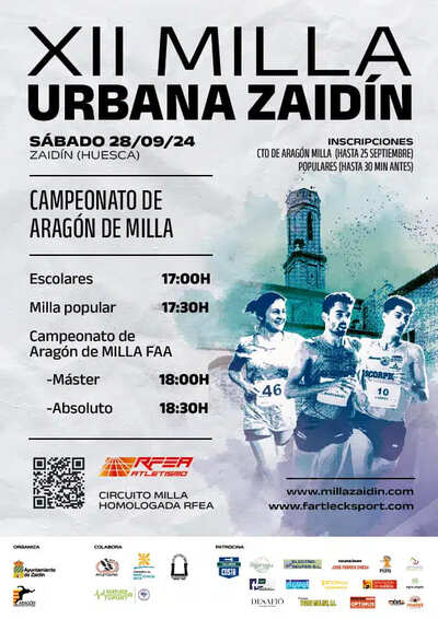 El próximo sábado 28 de septiembre, la localidad oscense de Zaidín se vestirá de gala para celebrar la XII Milla Urbana