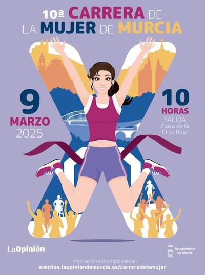 El próximo domingo 9 de marzo de 2025, la ciudad de Murcia se vestirá de rosa para acoger la 10ª Carrera de la Mujer de Murcia.