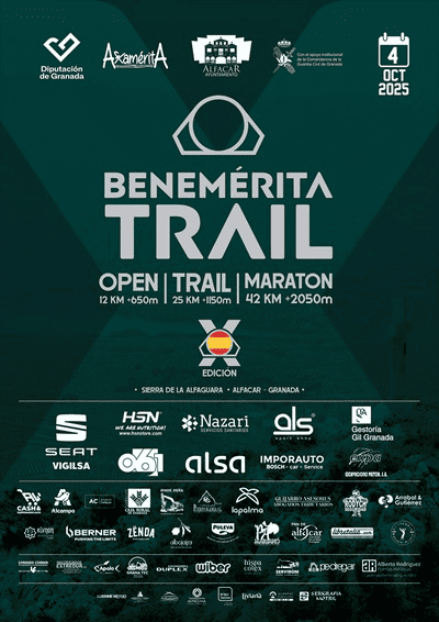 El próximo sábado 4 de octubre, la Sierra de la Alfaguara en Alfacar (Granada) será testigo de la décima edición de la Benemérita Trail